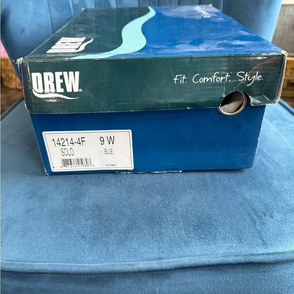 Drew Solo Mary Jane Shoes Blue 9W Wide Orthopedic Comfort Walking